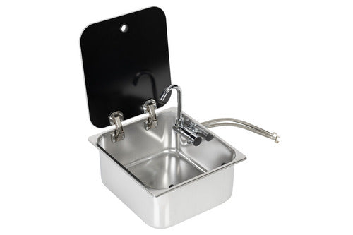 Évier Carbest 70566 – couvercle verre + robinet