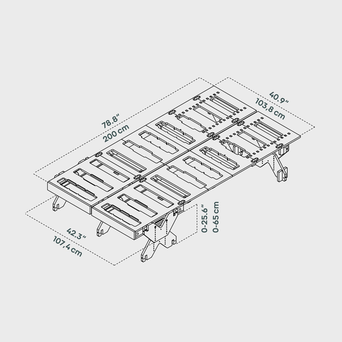 Dimensions du BOXIO RACK BED