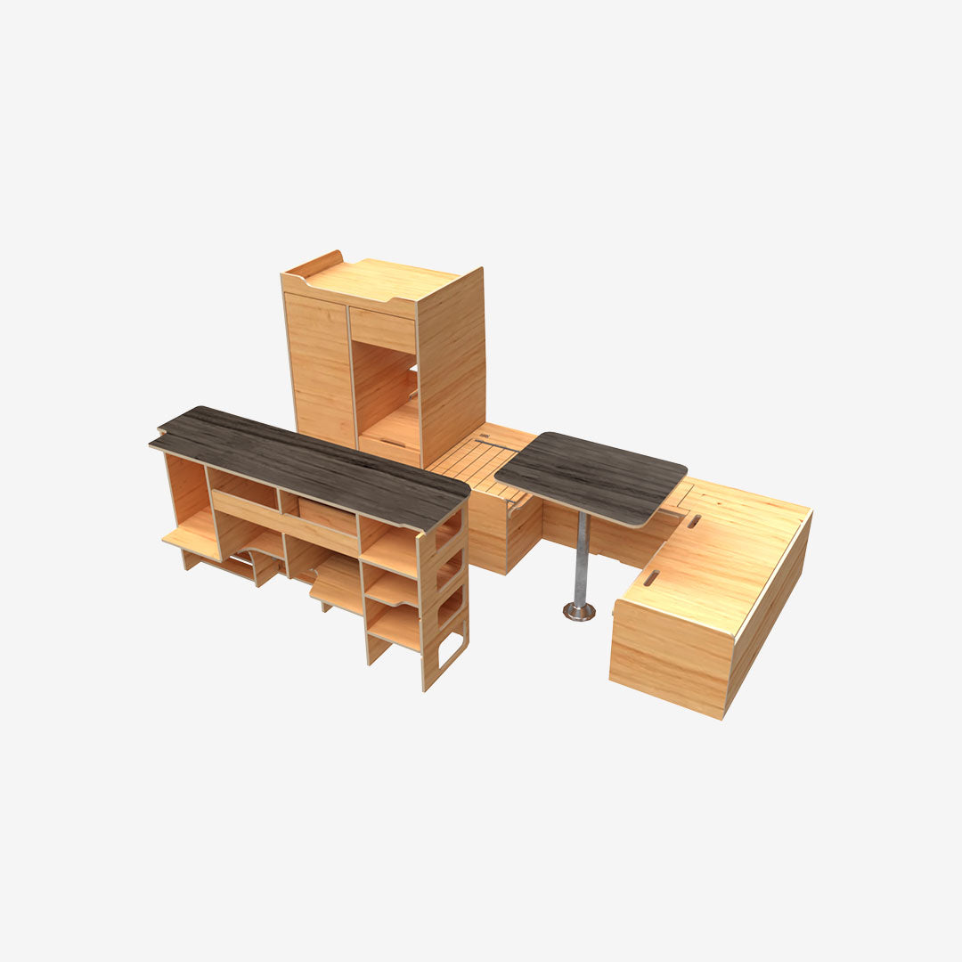 Exokit – Pack complet Renault Trafic 3 L2H1 – Banquette U + cuisine