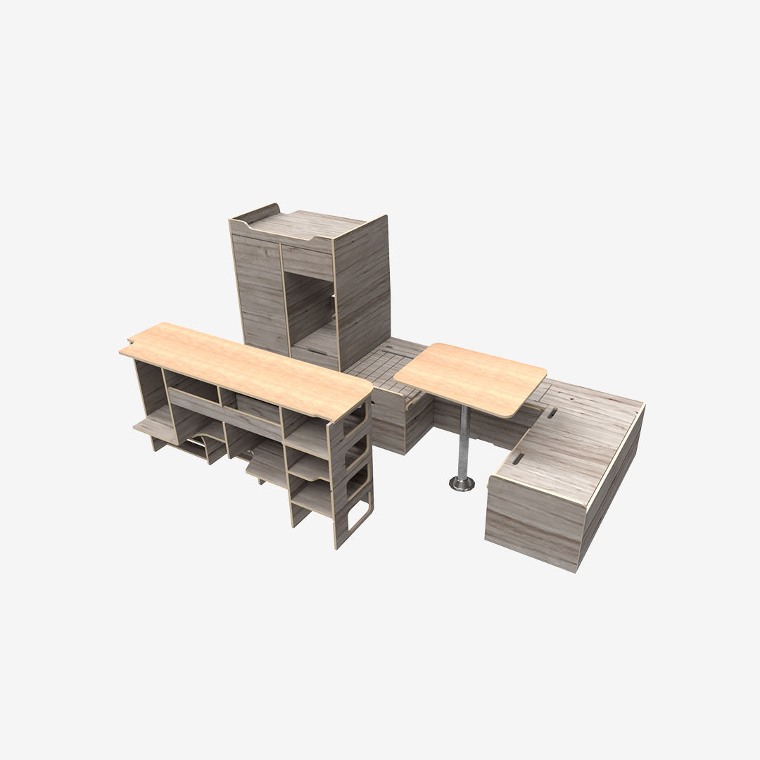 Exokit – Pack complet Renault Trafic 3 L2H1 – Banquette U + cuisine