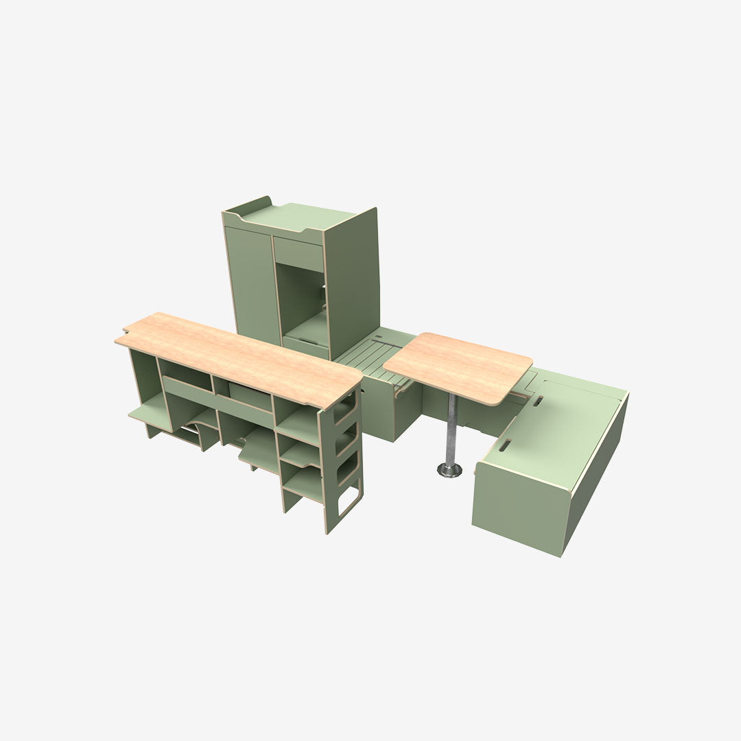 Exokit – Pack complet Renault Trafic 3 L2H1 – Banquette U + cuisine