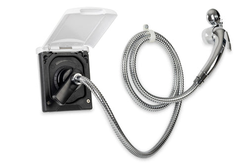 Trappe douche extérieure Carbest 63234 – blanche, mitigeur