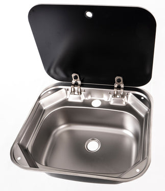 Évier Carbest 70144 – inox avec couvercle en verre