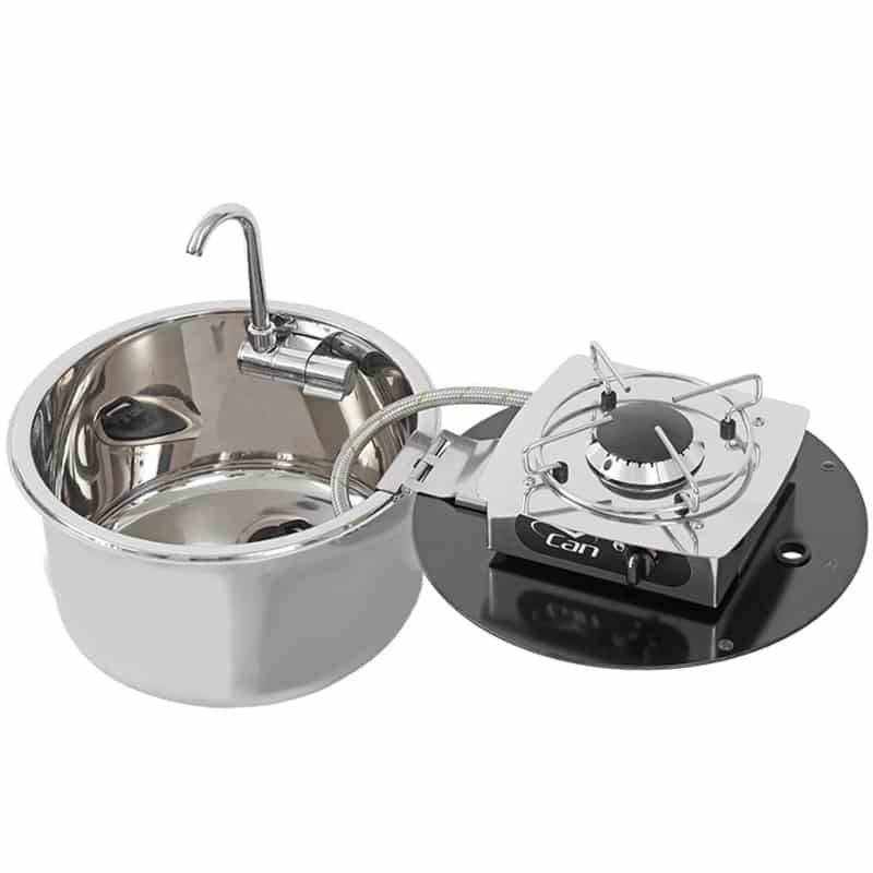 Combiné pliable CAN 1 feu avec évier rond inox