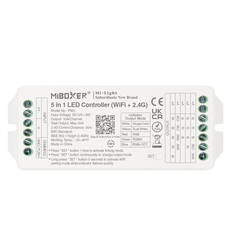 Contrôleur LED connecté MiBoxer PW5 5-en-1 Wi-Fi + RF 2,4 GHz